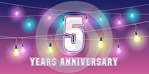 5 years anniversary vector icon, banner