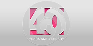40 years anniversary vector icon, symbol, logo. Graphic background or card