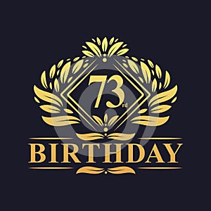 73 years Birthday Logo, Luxury Golden 73rd Birthday Celebration photo