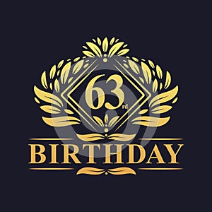63 years Birthday Logo, Luxury Golden 63rd Birthday Celebration