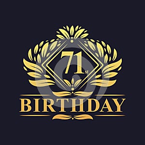 71 years Birthday Logo, Luxury Golden 71st Birthday Celebration