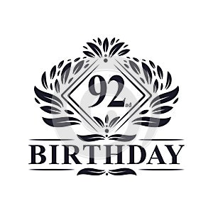 92 years Birthday Logo, Luxury 92nd Birthday Celebration photo