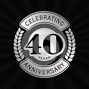 40 years celebrating anniversary design template. 40th logo. Vector and illustration. photo