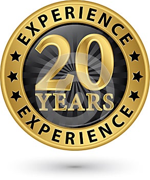 20 years experience gold label, vector illustration photo