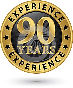 90 years experience gold label, vector