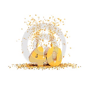 40 years golden 3d word on a white background