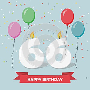 66 years selebration. Happy Birthday greeting card photo