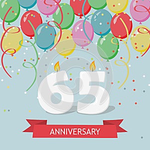 65 years selebration. Happy Birthday greeting card photo