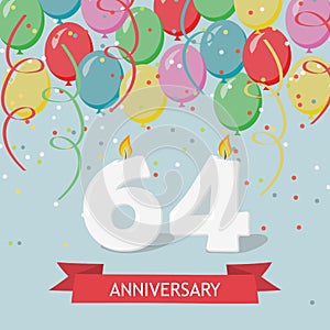 64 years selebration. Happy Birthday greeting card photo