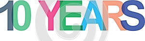 10 years word on white