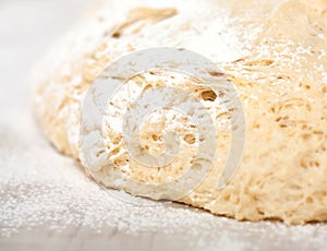 Yeast dough with flour. Making apple pies