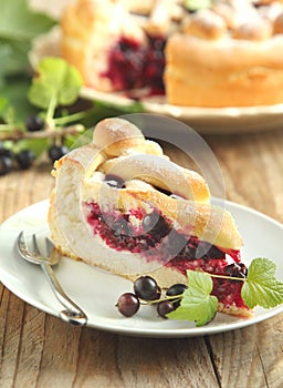 Yeast dough pie with black currant