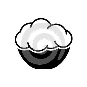 Yeast dough silhouette icon. Black simple illustration of raw risen dough in bowl