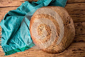 Yeast free bread on a wooden table