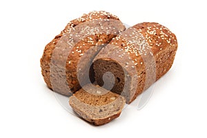 Yeastless bread with sesame on white background