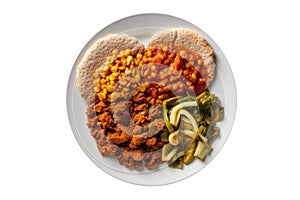 Yebeg Tibs Ethiopian Cuisine. On A White Plate