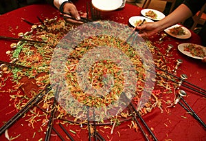 Yee sang, a special dish during Chinese New Year