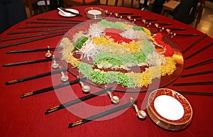 Yee sang, a special dish during Chinese New Year