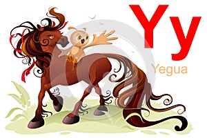 Yegua abc spanish alphabet horse translation language photo