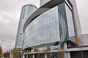 Yekaterinburg city center skyline and Iset river