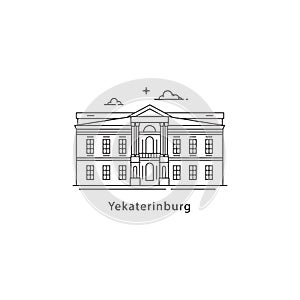 Yekaterinburg logo isolated on white background. Russian city line vector illustration. Traveling to Russia cities