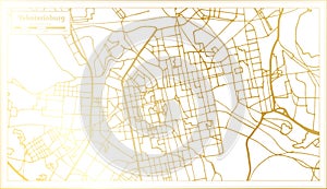 Yekaterinburg Russia City Map in Retro Style in Golden Color. Outline Map