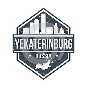 Yekaterinburg Russia Travel Stamp Icon Skyline City Design Tourism Badge Rubber.