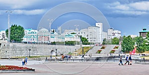 Yekaterinburg, Russia. View of the Historical Square and Sevastyanov`s House