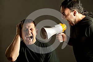 Yelling with a megaphone