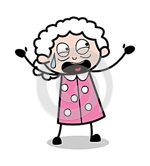 Yelling - Old Cartoon Granny Vector Illustration