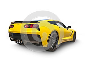 Yellow 2015 Corvette C7 isolated on white