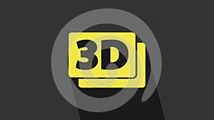 Yellow 3D word icon isolated on grey background. 4K Video motion graphic animation
