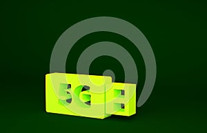 Yellow 5G modem for fast mobile Internet icon isolated on green background. Global network high speed connection data