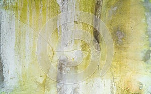 Yellow abstract background cement wall. concrete surface for interior design Yellow water stain cement or very old wall surface of