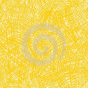 Yellow abstract background, seamless pattern hand drawn with a yellow pencil, pencil strokes, straw