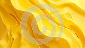 Yellow abstract glossy relief, volumetric background for design. Soft smooth folds and lines cream texture