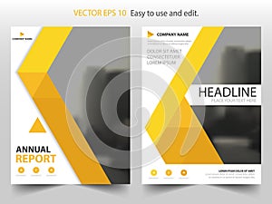Yellow abstract triangle annual report Brochure design template vector. Business Flyers infographic magazine poster.