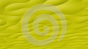 Yellow abstraction with smooth, convex patterns. The texture of liquid gold. Yellow background. 3D image