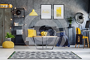 Yellow accents in teenager`s room