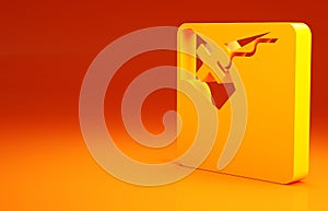 Yellow Africa safari map icon isolated on orange background. Minimalism concept. 3d illustration 3D render