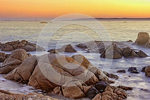 A Yellow African Sunrise on the coast near Paternoster that is one of the oldest fishing villages on the West Coast of South Afric