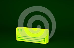 Yellow Air conditioner icon isolated on green background. Split system air conditioning. Cool and cold climate control
