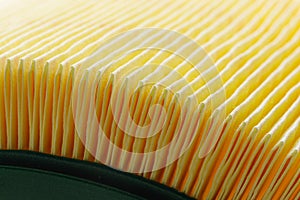 Yellow air filter for car engine