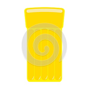 Yellow air pool floating water mattress. White background. Isolated. Flat design.