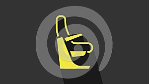 Yellow Airplane seat icon isolated on grey background. 4K Video motion graphic animation