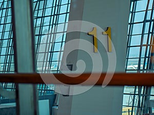 Yellow airport gate 11 number