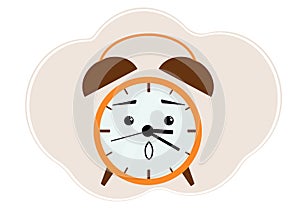 Yellow alarm clock illustration with surprise and shock emotion
