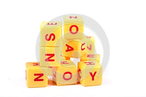 Yellow alphabet blocks