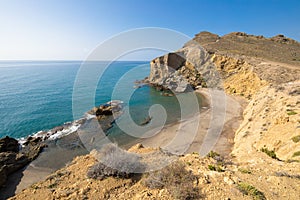 Yellow or Amarillos Beach from top of the cliff in Gata Cape Almeria photo