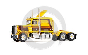 yellow american truck isolated on white background